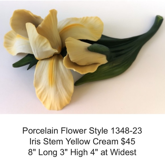Yellow and Cream Porcelain Iris Flower - Picture 1 of 1